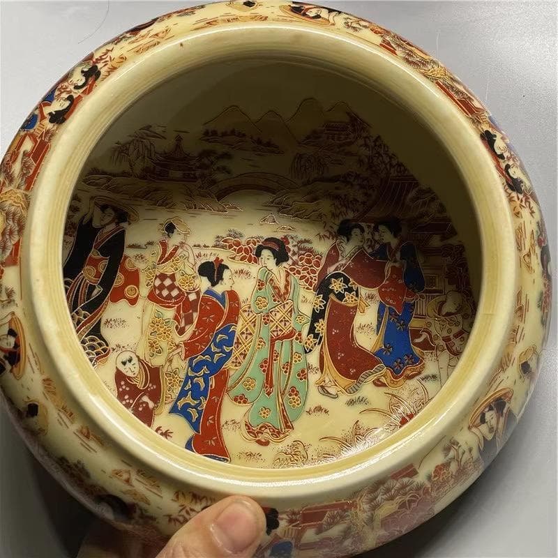 珐琅彩 仕女図 筆洗｜陶磁器｜精巧作り｜置物・茶洗・水仙盆