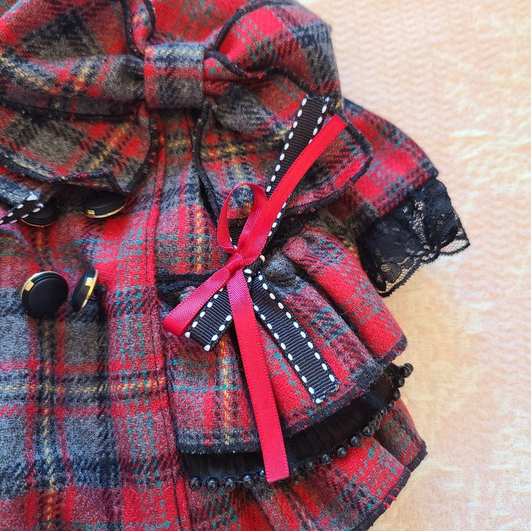犬服　プルジャム　イングランドウールタータンチェック　コートワンピース