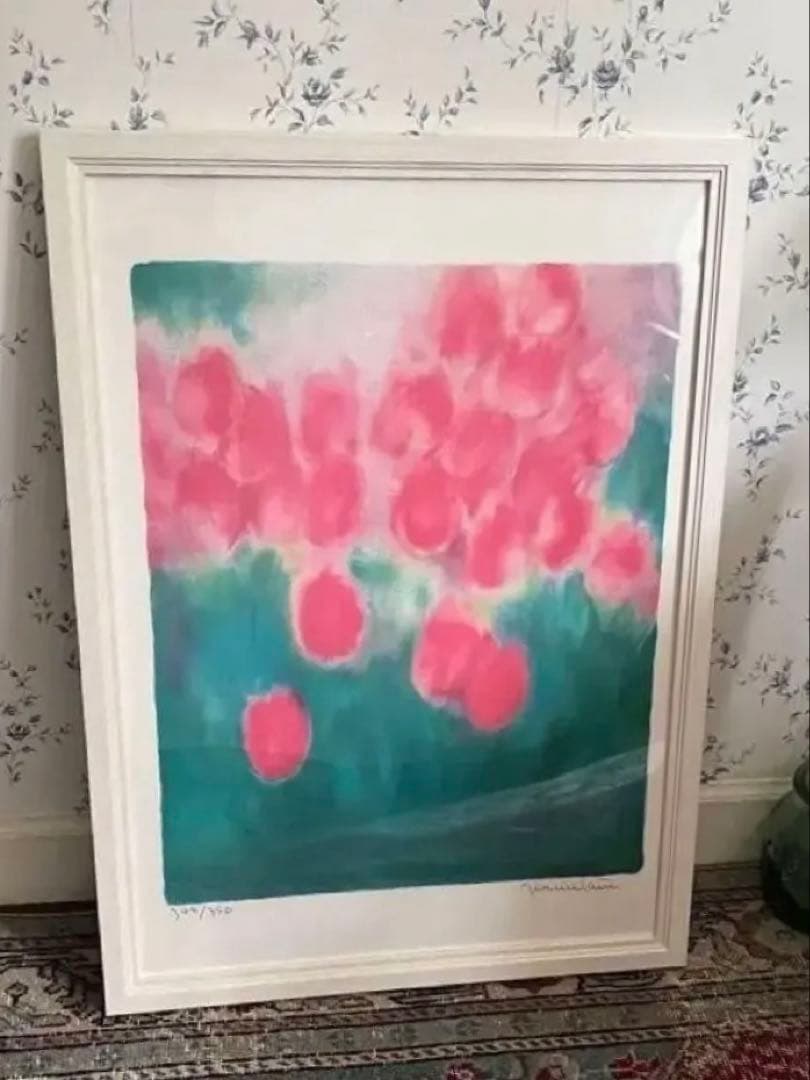 大きめ　リトグラフ　新品額入　46✖️63 ジニーキム　サイン　ED 証明書あり