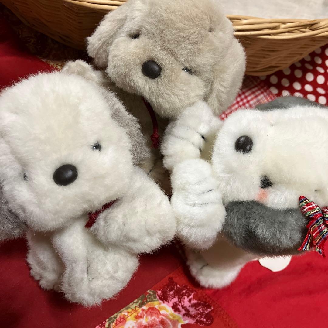 うめ吉　ぬいぐるみ　寝そべり　3体セット　中島潔　ぬいぐるみ犬　子犬