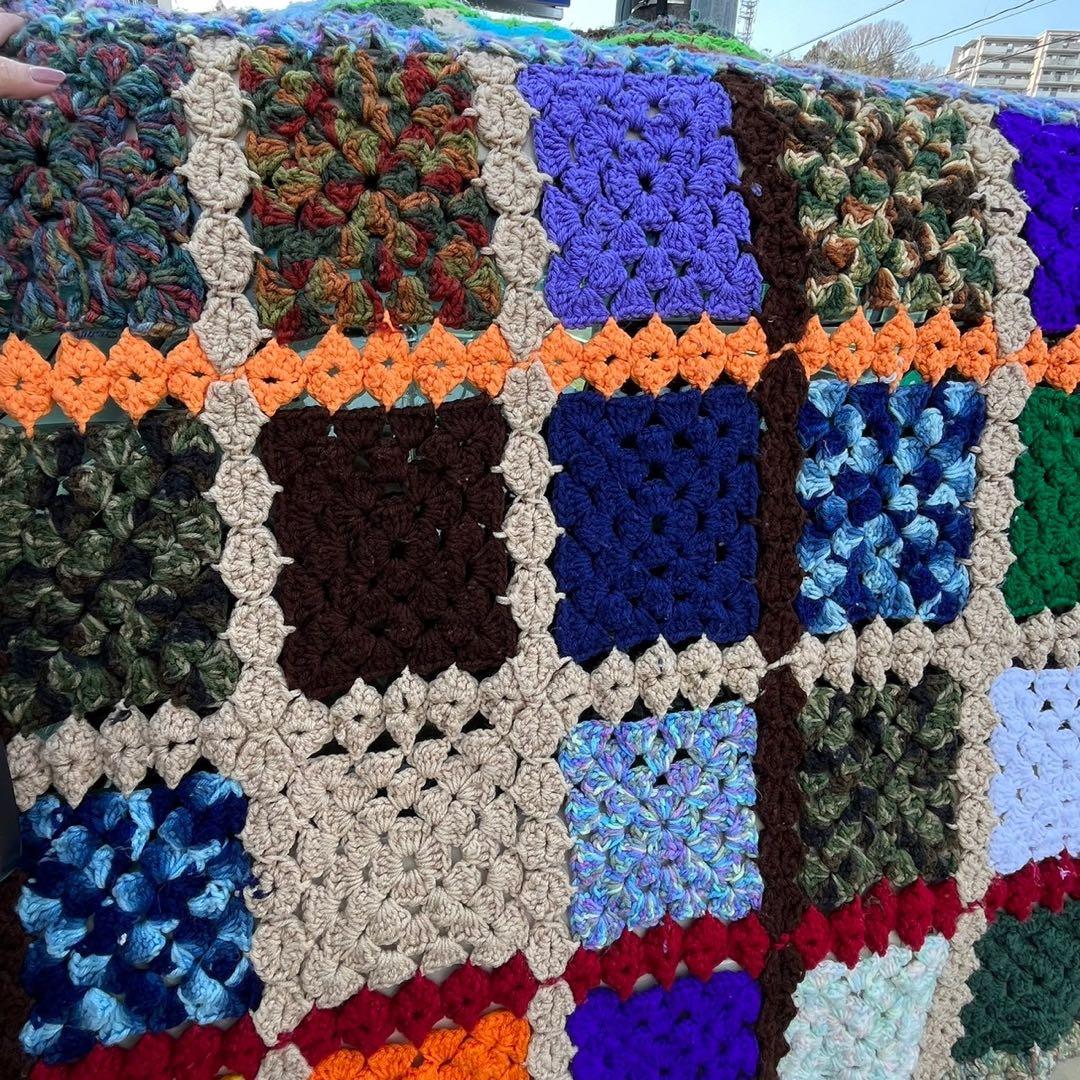 【USA vintage】グラニーブランケット　スクエアモチーフ　大判