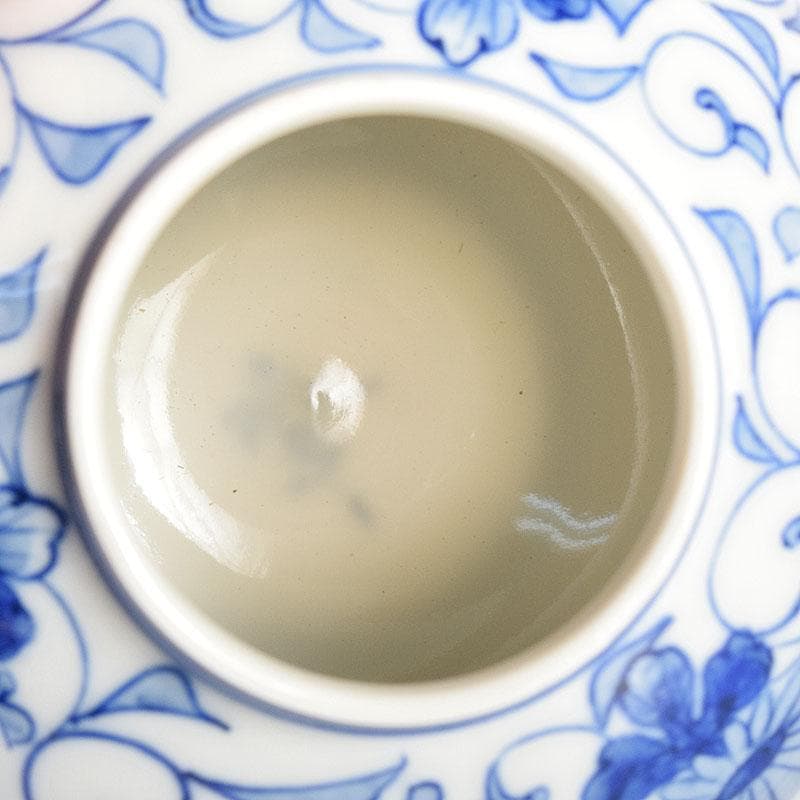 茶道具　古陶園　竹鳳窯　伊藤伊平作　染付菊唐草文　茶壺　共布共箱　V　8013