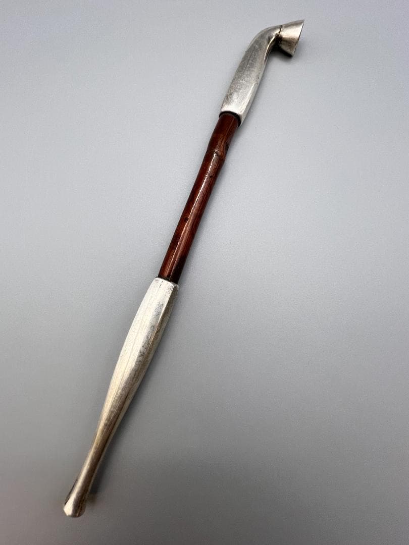 【海】純銀煙管　四角形　キセル　純刻印　銀細工　アンティーク　重量約38g