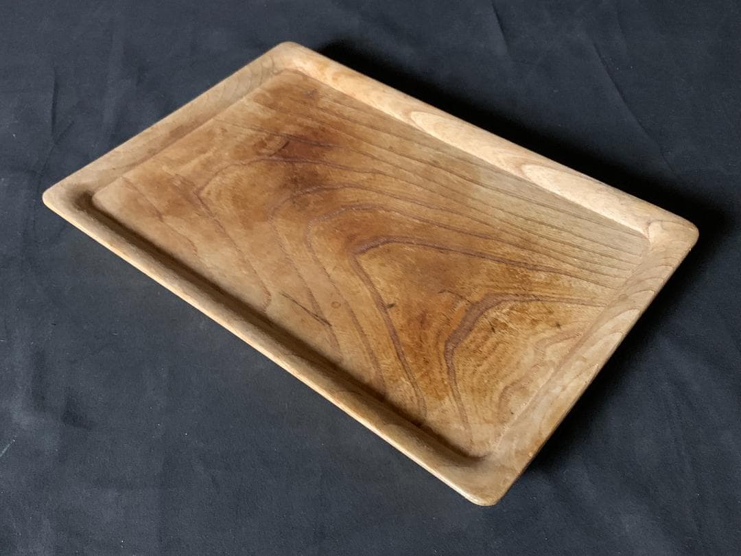 本欅 無垢 手彫 煎茶盆 香盆　古民芸我谷盆 897