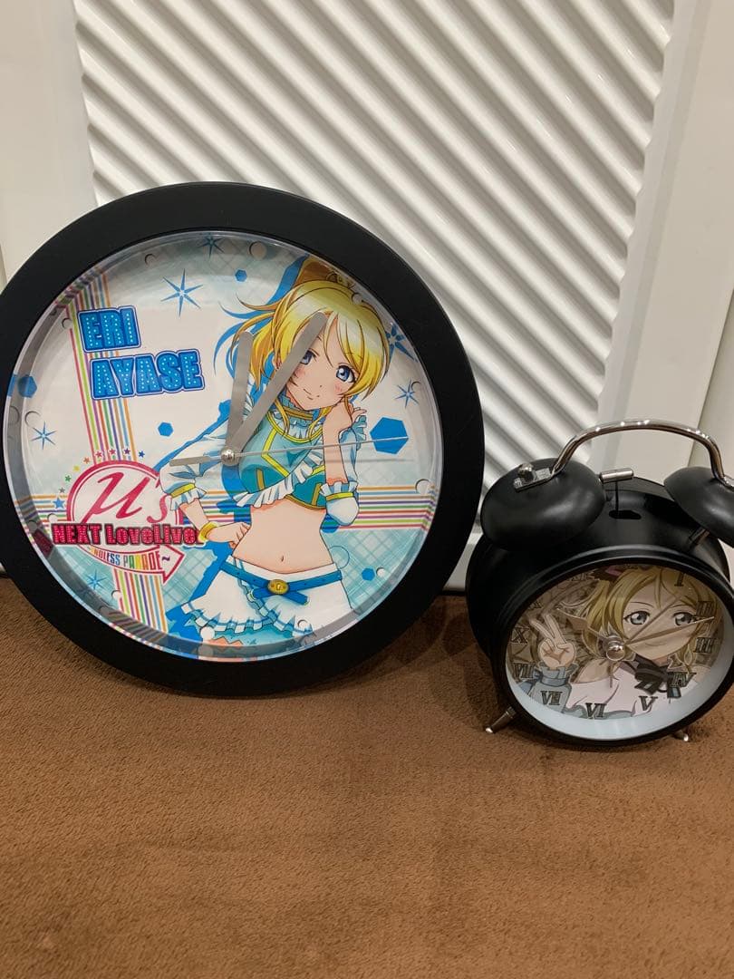 ラブライブ 絢瀬絵里 壁掛け時計 目覚まし時計 セット 動作確認済み