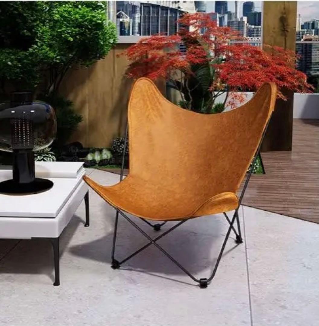 値下げ！折りたたみチェア　レザー調　バタフライチェア　アウトドア キャンプ