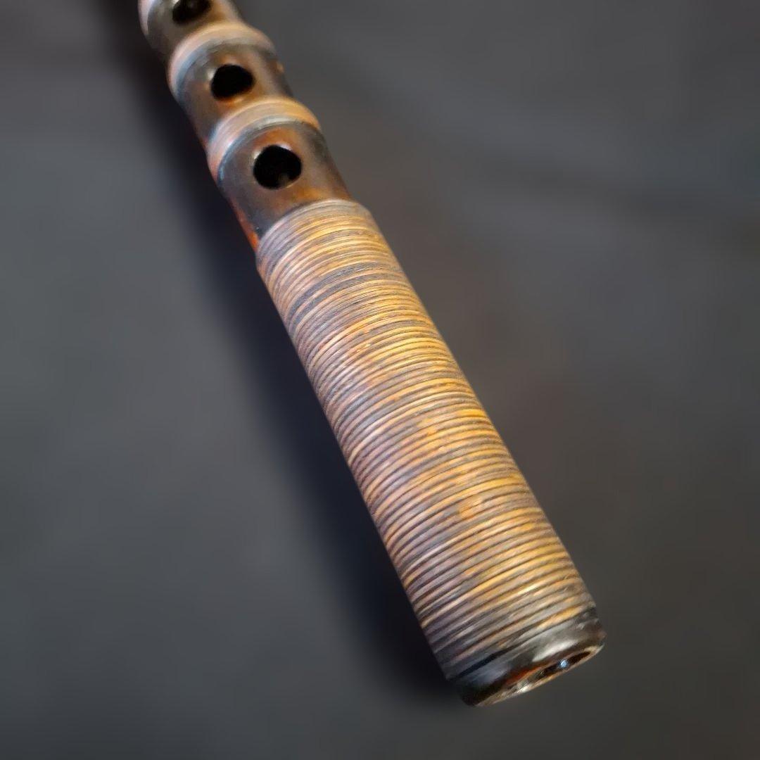 篠笛　古典調　4本調子　7穴　超鐵仕様　燻風仕上げ　藤総巻き