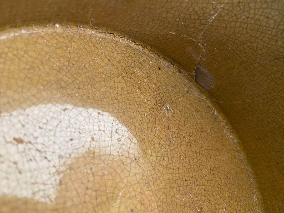 最終値下げ！ヒビありフランスアンティーク釉薬テリーヌポット☆金継ぎ南仏グラタン皿