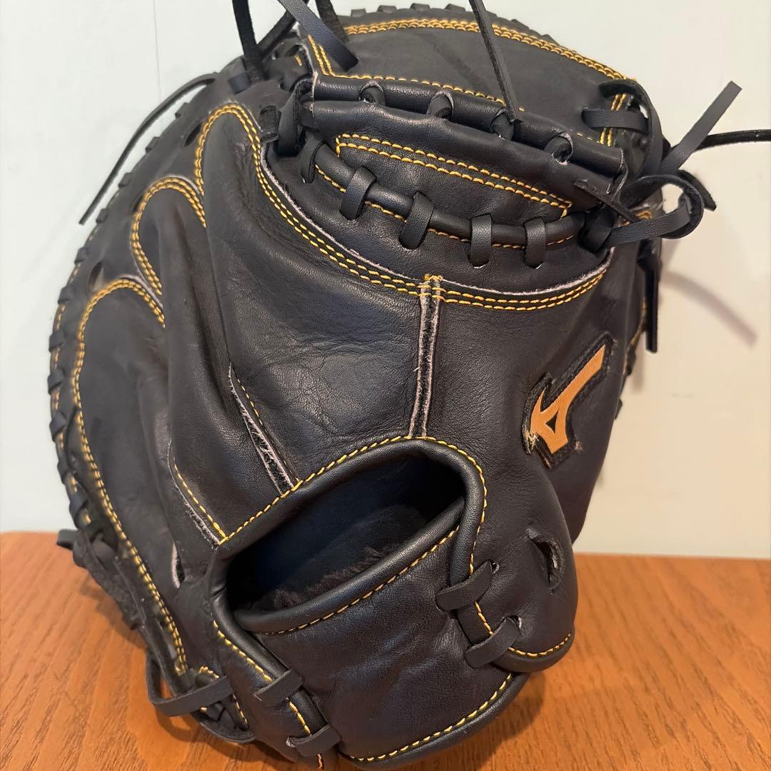 黒 レザー 軟式野球グローブ　学童用キャッチャーミット