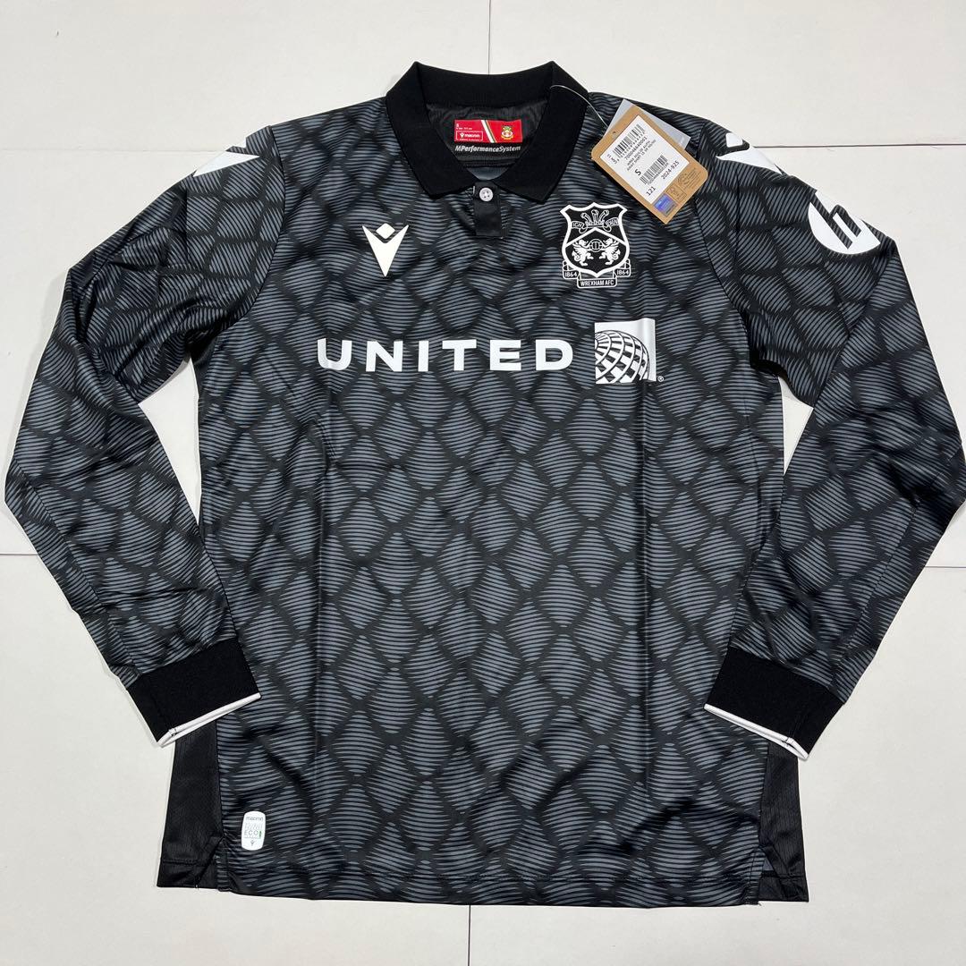 macron レクサム 長袖ユニフォーム Sサイズ 黒 アウェイ