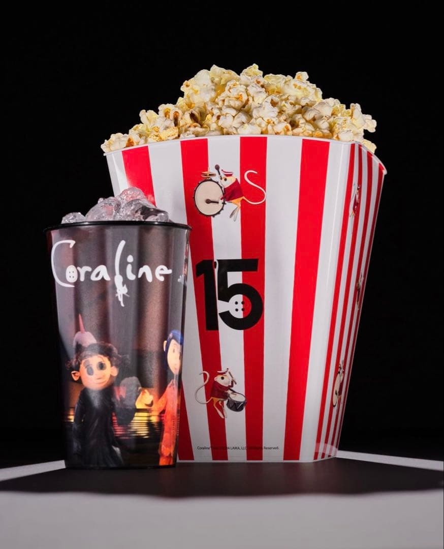 US劇場限定 コラライン 15周年 ポップコーンバケット&3Dカップ