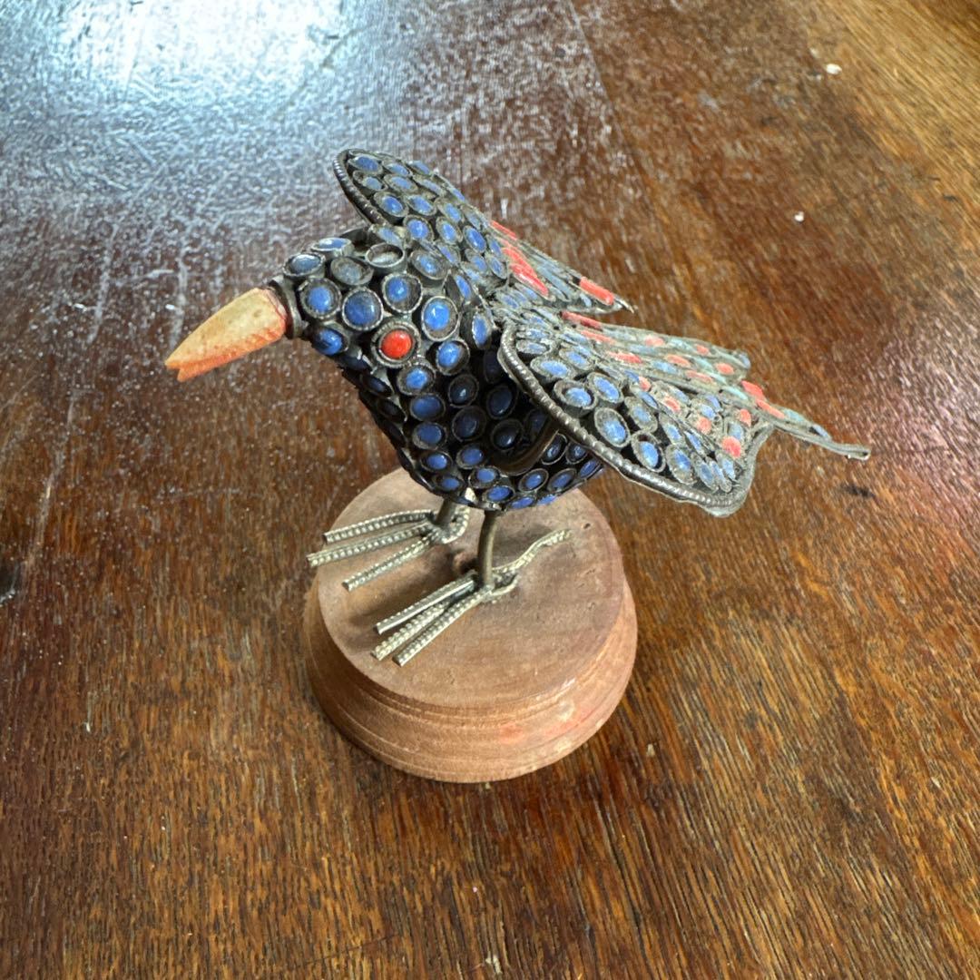 ヴィンテージチベット金属製 鳥のアートオブジェ