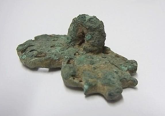 ★U1702★古代品 （19）青銅　大型スタンプ　ブロンズ製　印章　透かし紋様