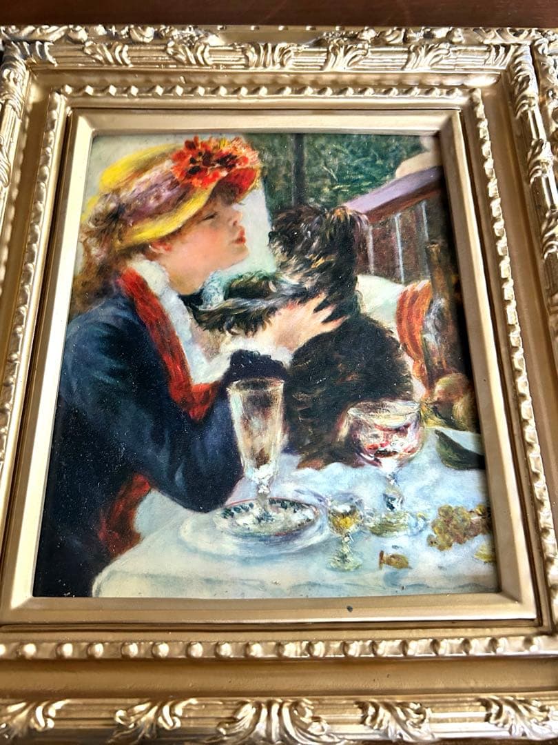 ルノワール 絵画 子犬を抱く少女 ルノアール複製画 絵画　金額縁