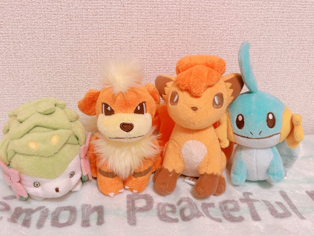 ポケモンセンター限定　キャンバス ぬいぐるみ　4体セット　ミズゴロウ、シェイミ