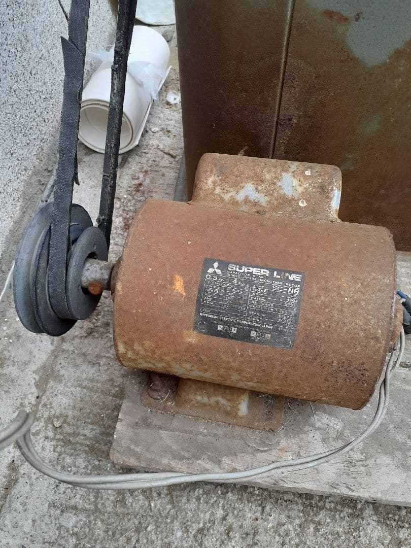 ■昭和の精米機◆サタケ製？☆三菱製電動モーター 実働☆レトロ☆アンティーク■