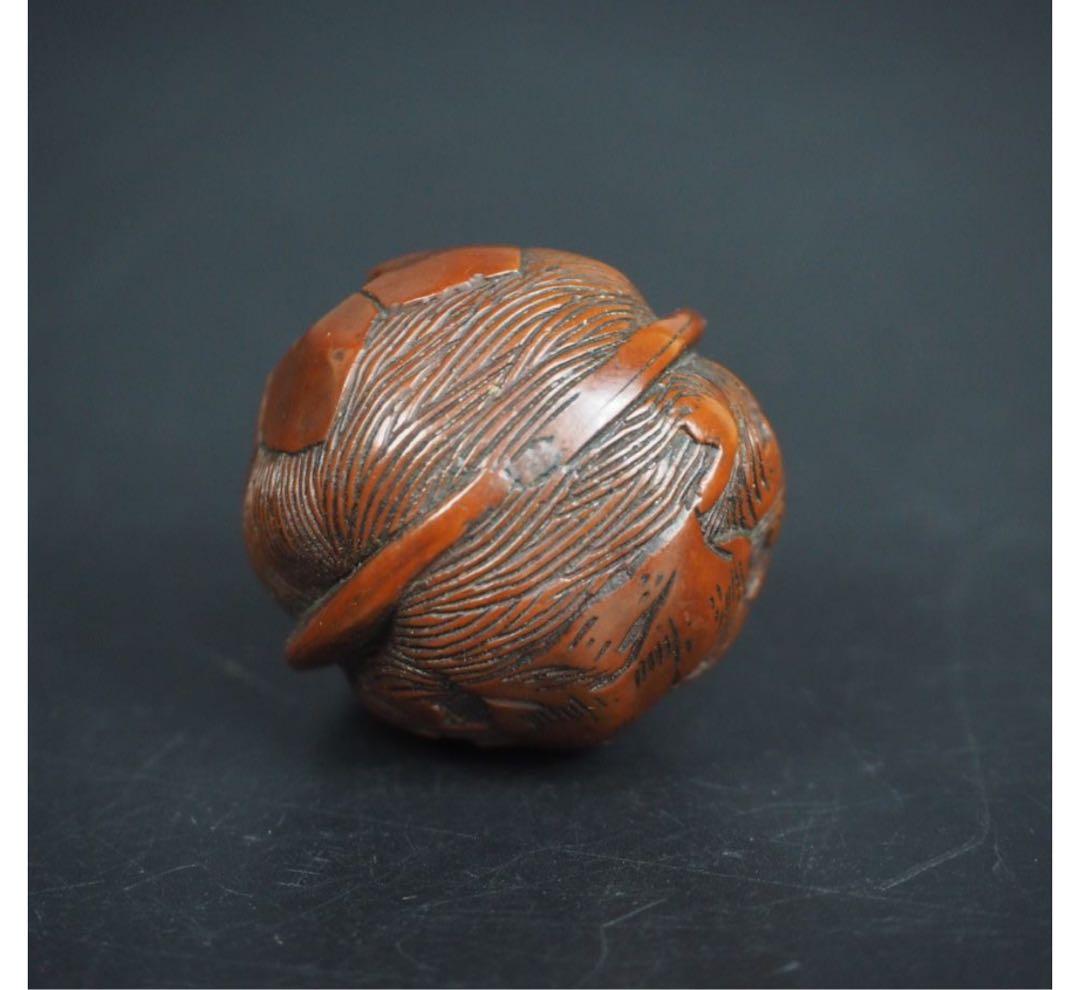 送料無料　江戸時代　胡桃彫 根付　高3.3ｃｍ　重5ｇ