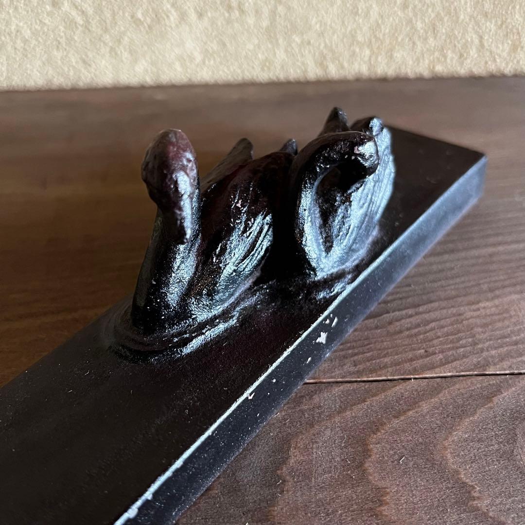 会田富康　會田富康　鳥　白鳥　金工　共箱あり　黒　親子　夫婦　23.4.21