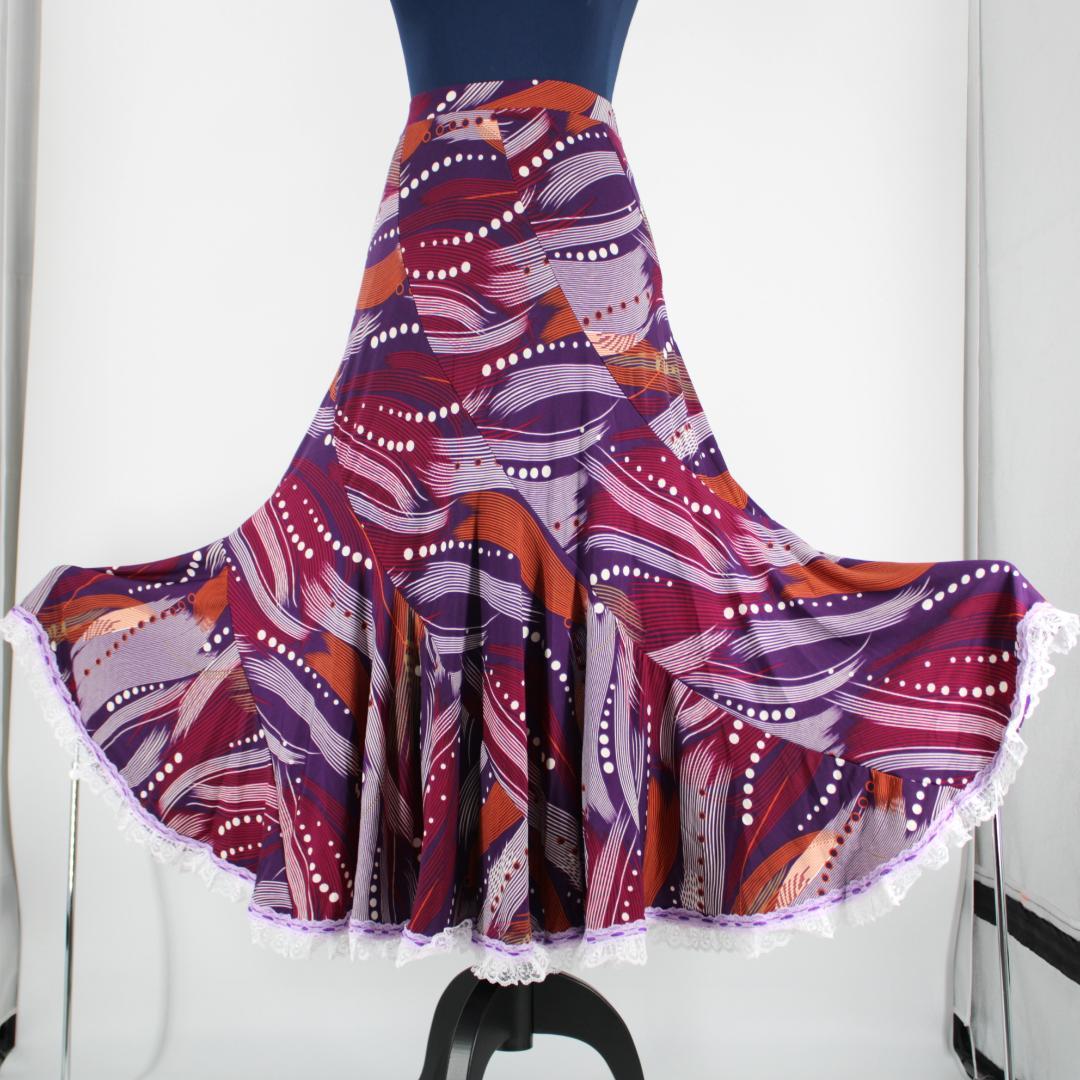 【美品 フラメンコ衣装】パープル ファルダ スカート ボランテ フリル 紫