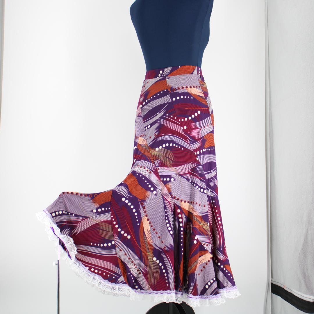 【美品 フラメンコ衣装】パープル ファルダ スカート ボランテ フリル 紫