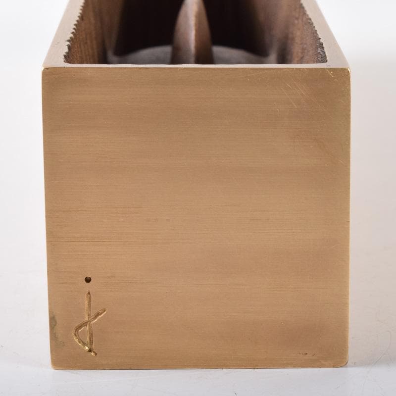 書道具　西村純一作　鋳銅　文鎮　銘「雫」　共箱　V　7339