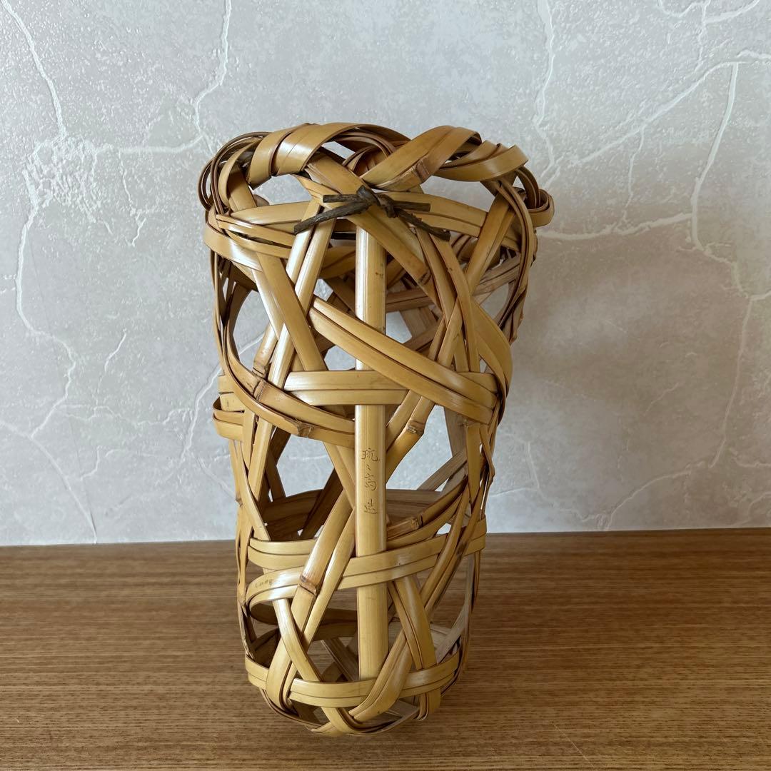 浪華　鈴木玩々斎　花篭　茶道具　掛花入　竹