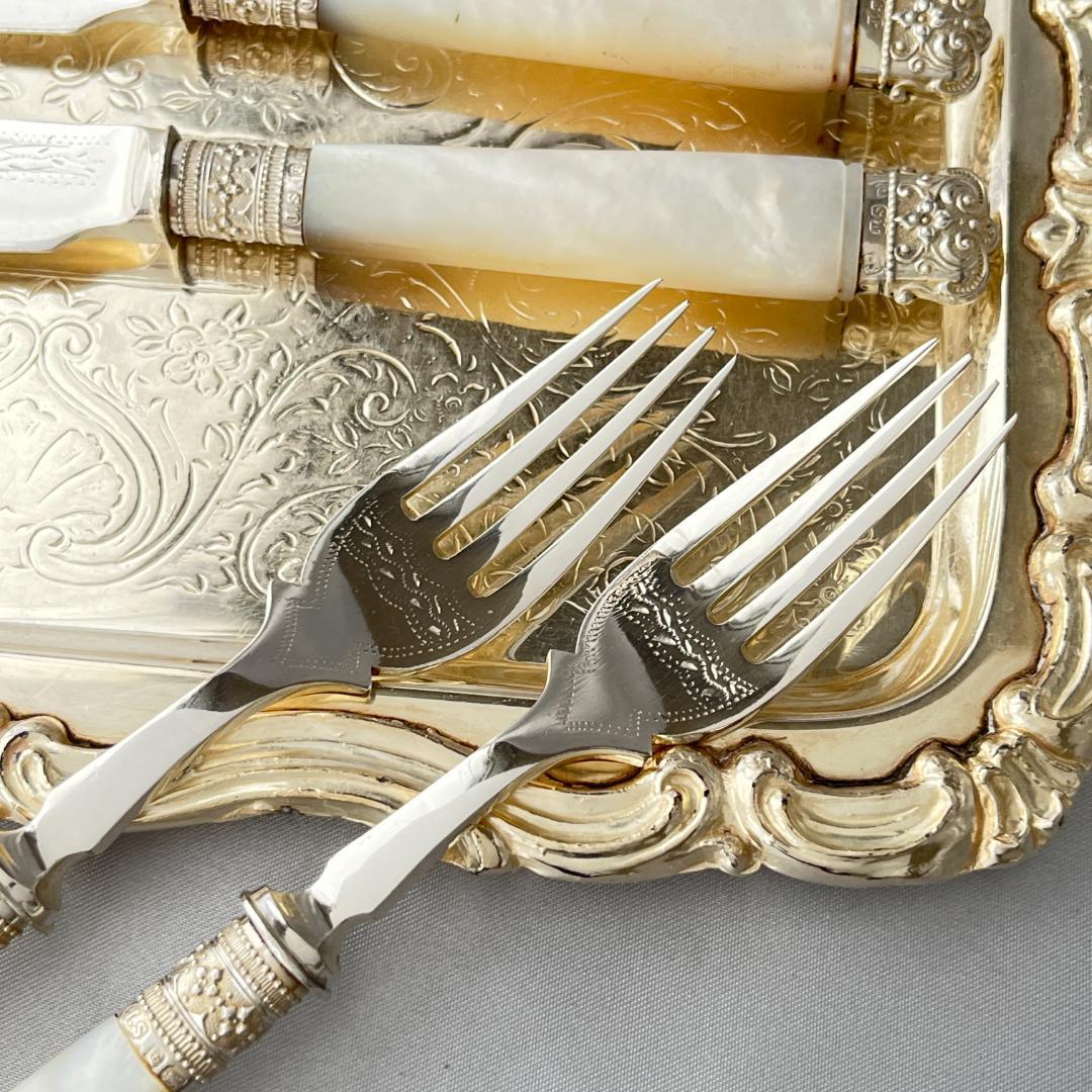 【John Sanderson】【白蝶貝/純銀継手エンド】カトラリーセット