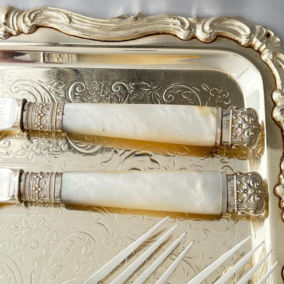 【John Sanderson】【白蝶貝/純銀継手エンド】カトラリーセット