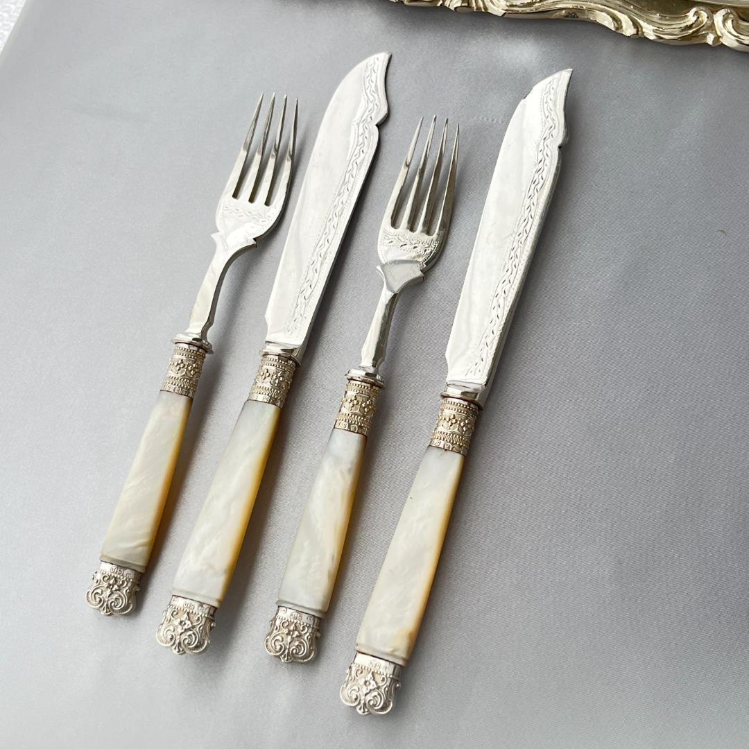 【John Sanderson】【白蝶貝/純銀継手エンド】カトラリーセット