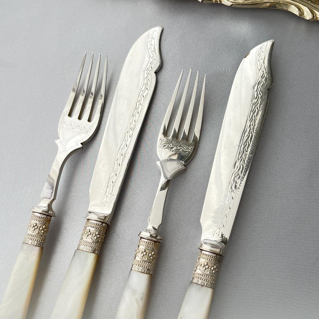 【John Sanderson】【白蝶貝/純銀継手エンド】カトラリーセット