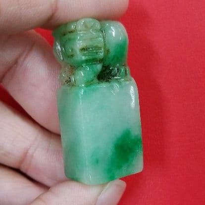 ビルマ　翡翠　印鑑　獅子　骨董