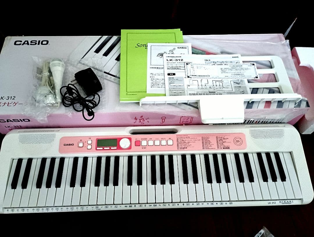 CASIO LK-312 電子キーボード 61鍵 ホワイト/ピンク