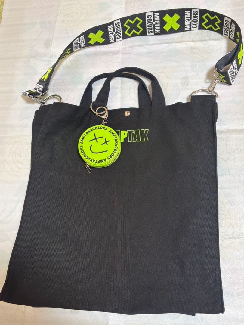 AMPTAK 黒 バッグ　ぷりっつ　ポーチ付きショルダートート　開封済み