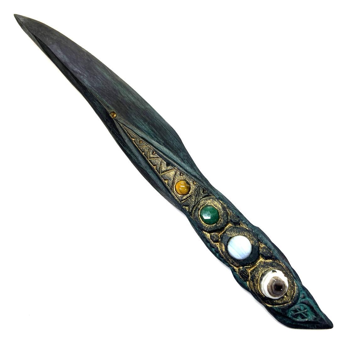 アイヌコタン　西田智三　ペーパーナイフ大　天然石　天眼石　瑪瑙　タイガーアイ