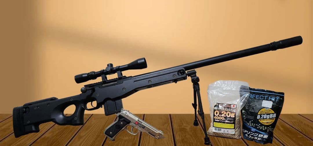 99 AW 5103 スナイパーライフル ブラック バイポッド付き