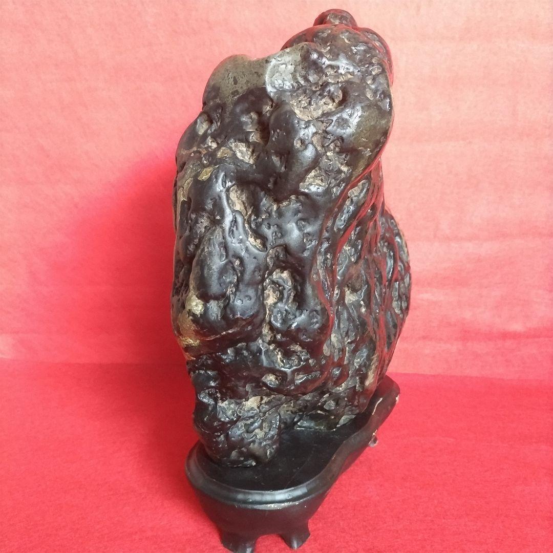 うぶ出し 水石 天然石 鑑賞石 自然石 木製専用台座付き うぶ出し 品評会