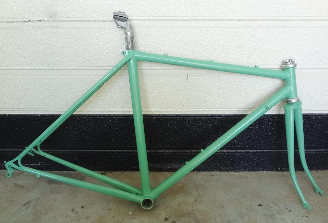 【概ね良好　リペイント】クロモリ　ロードバイク　フレーム　ビアンキ カラー