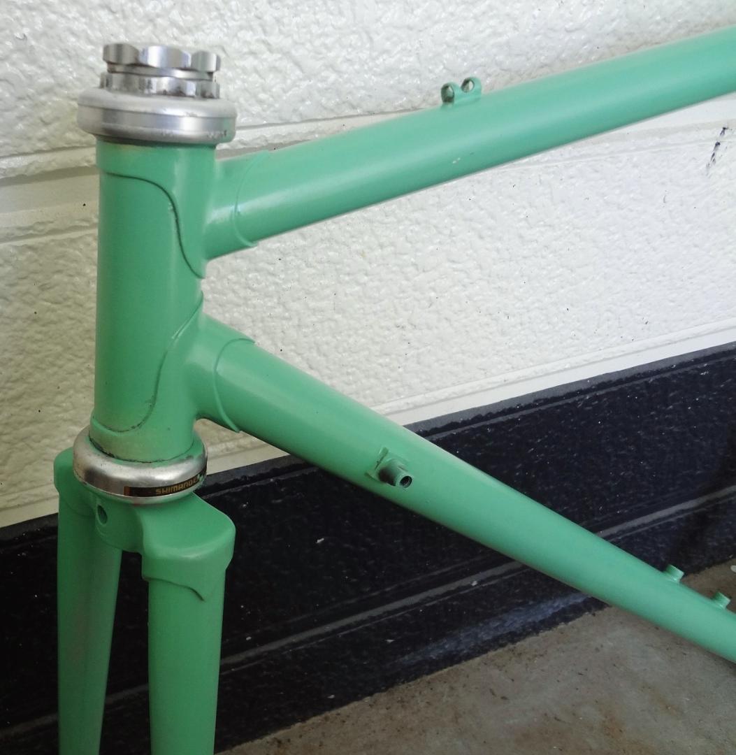 【概ね良好　リペイント】クロモリ　ロードバイク　フレーム　ビアンキ カラー