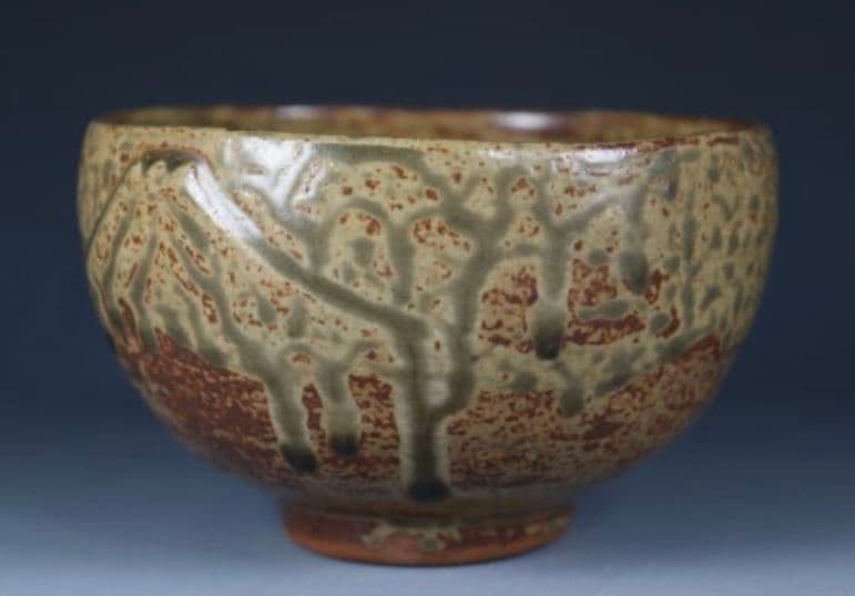 【阿蘇熔岩】火山灰　高田焼　酒井雅女　抹茶碗　阿蘇山図画　焼締　古信楽