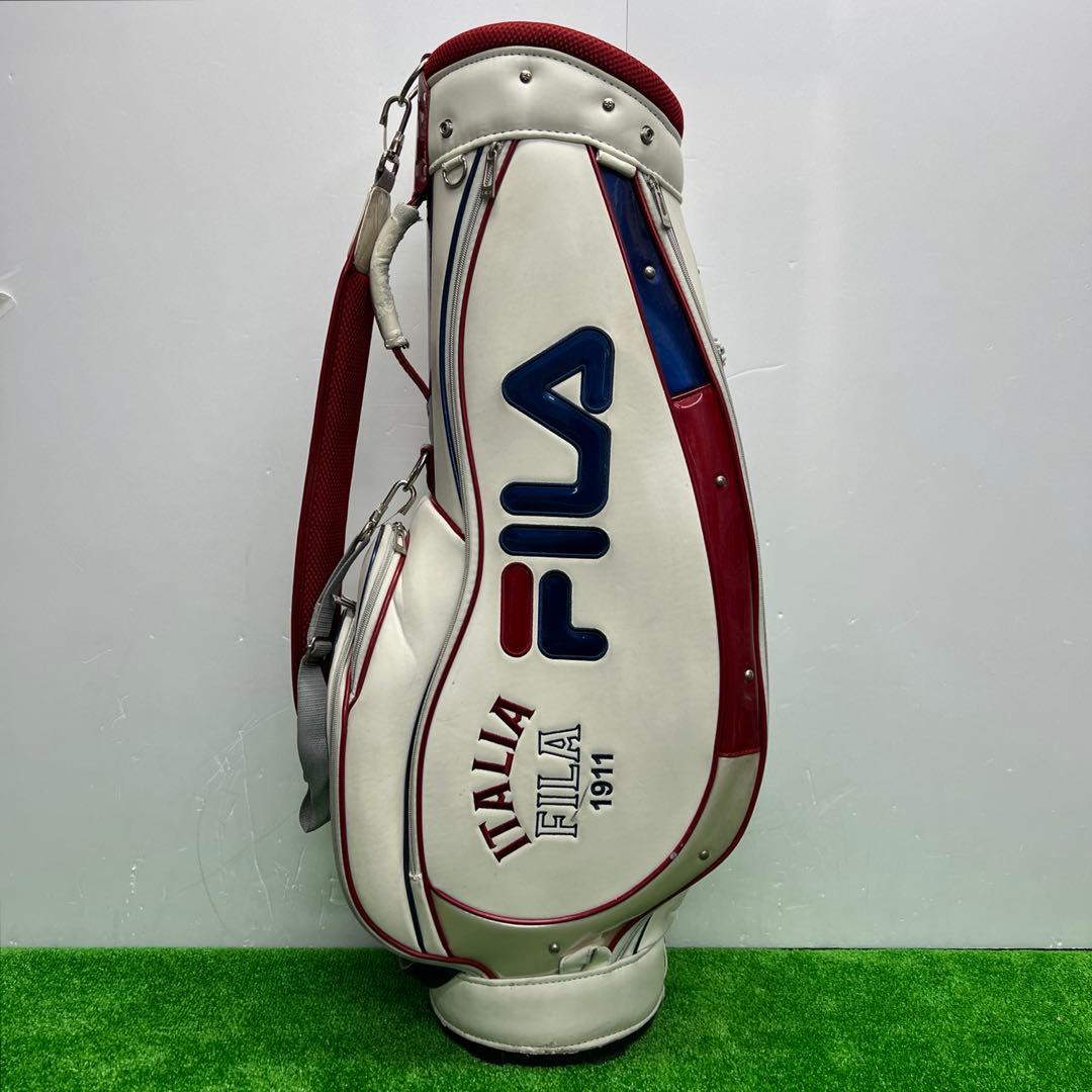 フィラ　FILA キャディバッグ　7インチ　ゴルフ　中古品　ホワイト　レッド