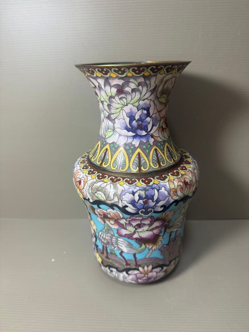 2073 七宝焼　景泰藍　花瓶　時代物