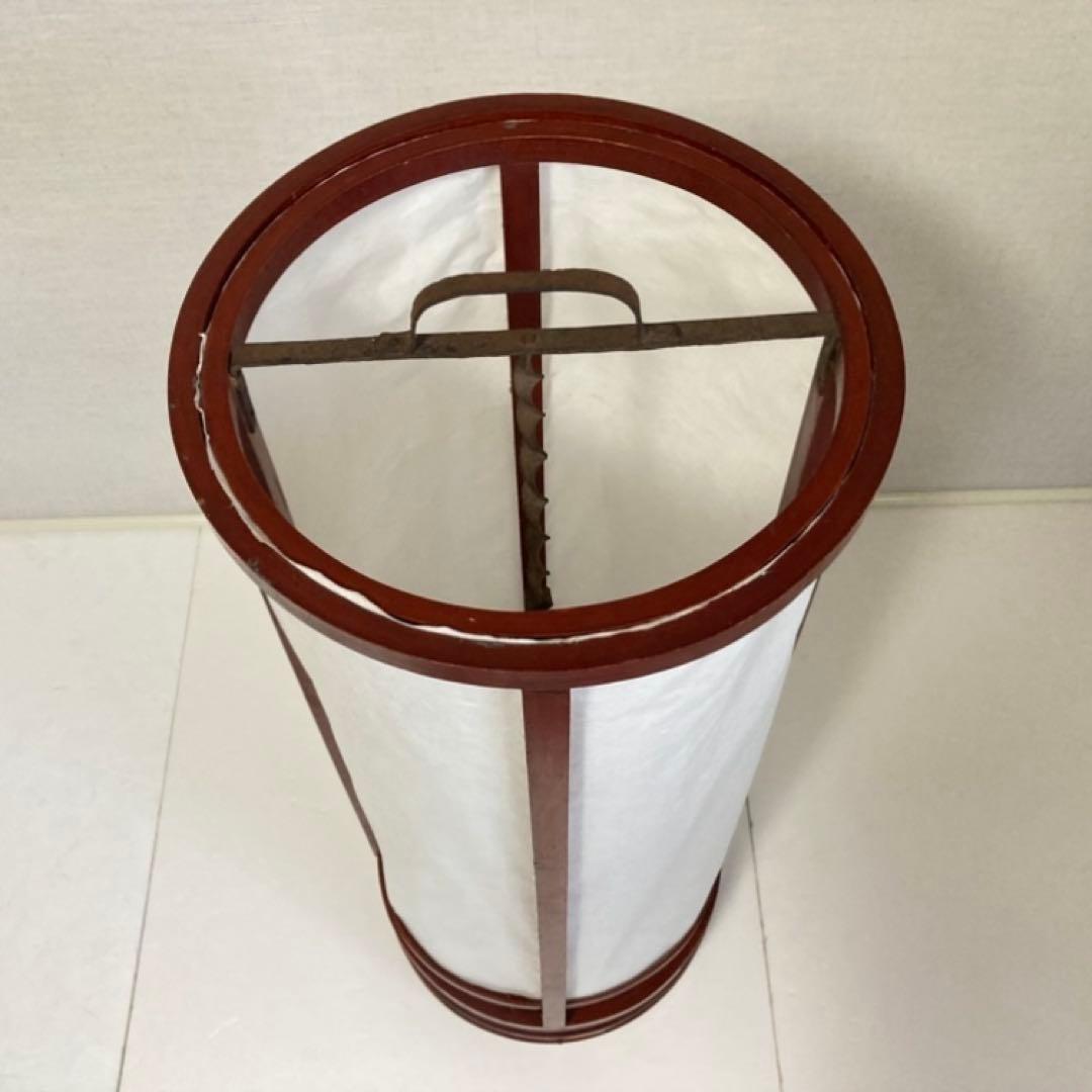 古い置行灯 行燈 ランプ スタンド 照明 木製 漆塗 朱色 大型 和風 レトロ