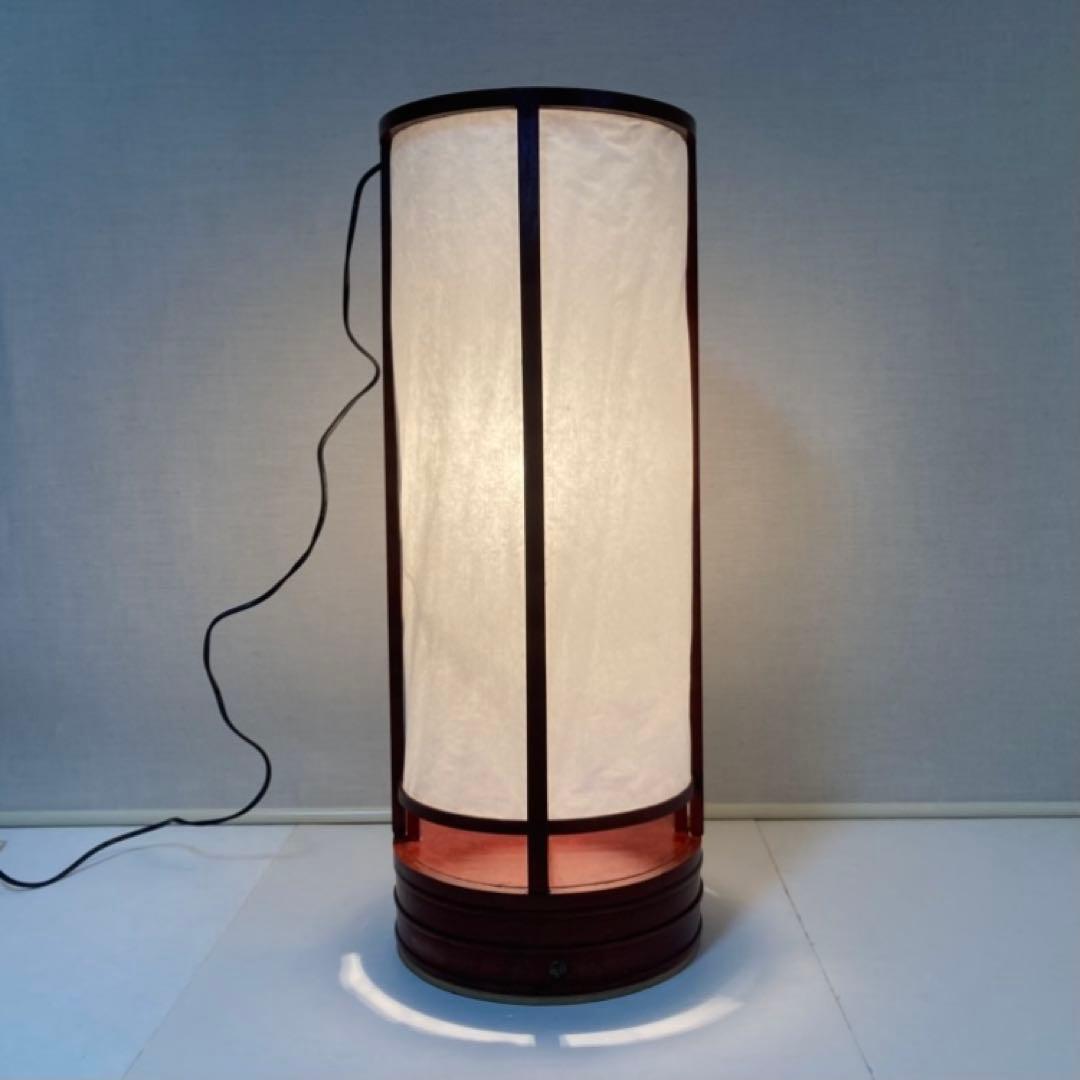 古い置行灯 行燈 ランプ スタンド 照明 木製 漆塗 朱色 大型 和風 レトロ