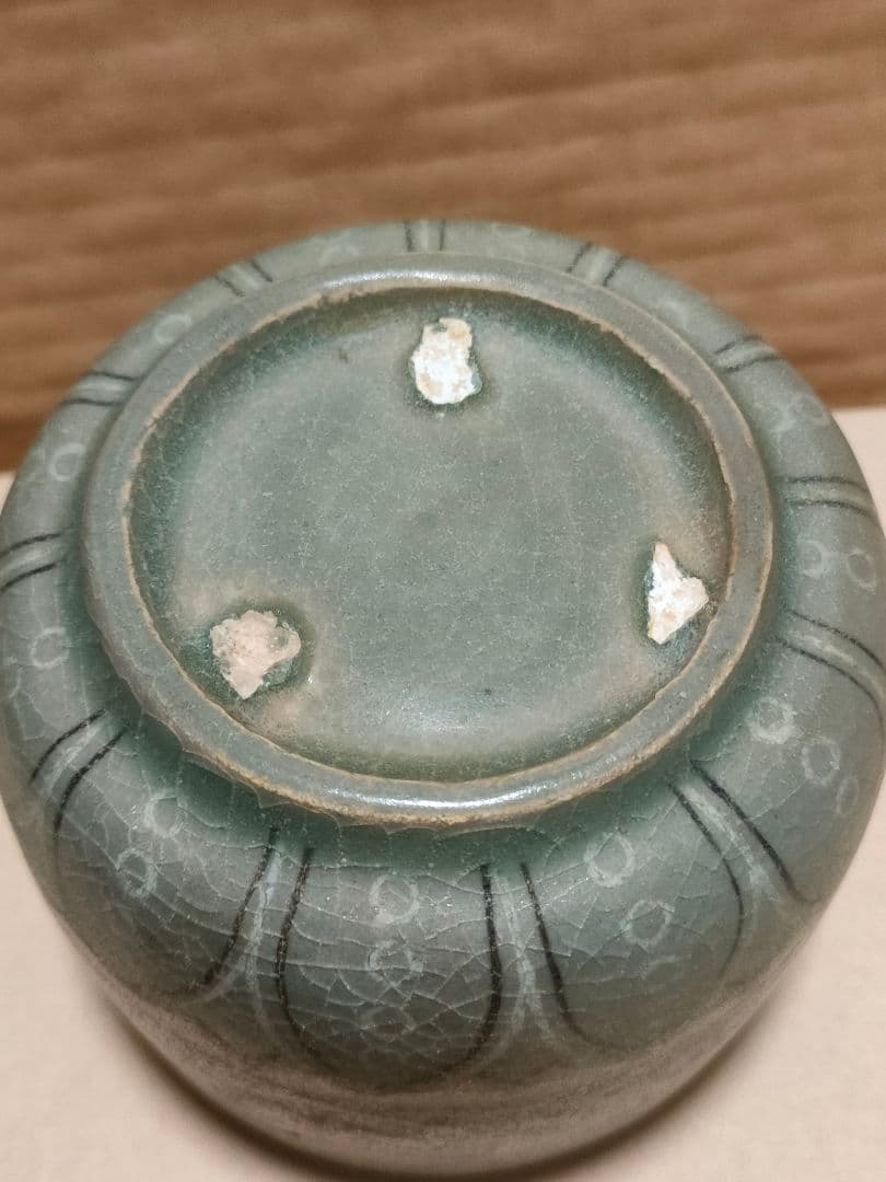 高麗青磁　湯呑　白黒象嵌　李朝　朝鮮美術　時代物骨董アンティーク