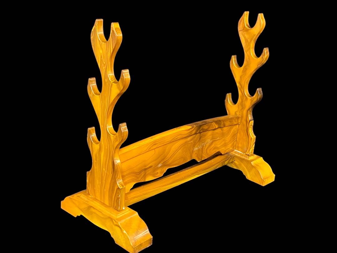 G 模造刀　模擬刀　武具　2本　透かし鍔　刀掛け付き　5本掛け　分解式