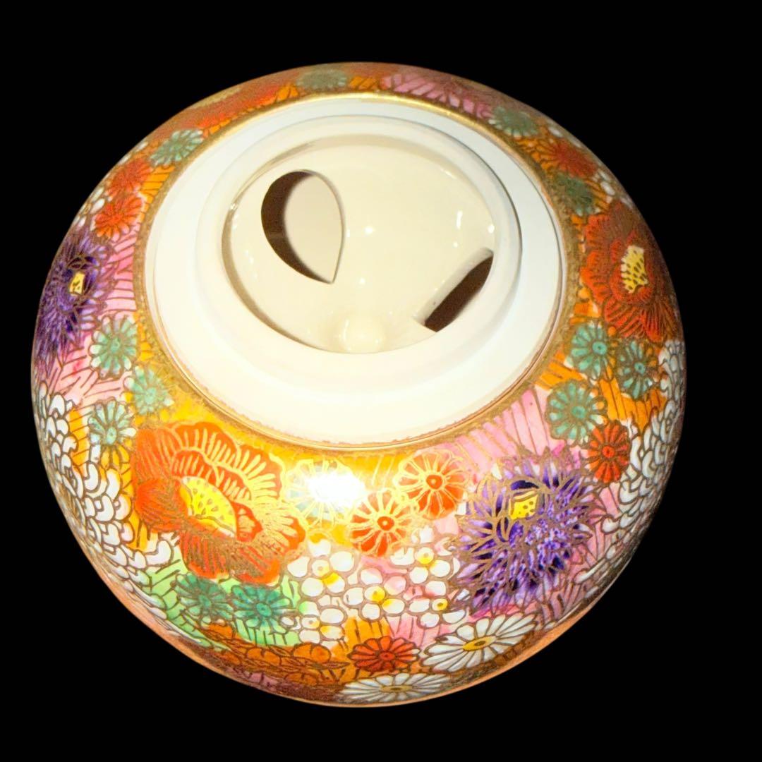 【未使用】九谷焼 幸仙窯 花柄香炉 木箱付き金彩花詰 陶器 陶芸 工芸品 骨董