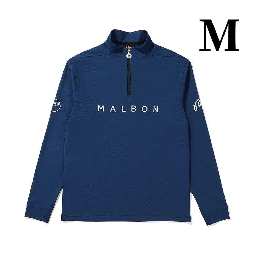 紺色M マルボンゴルフ モックネック トレーナー メンズシャツ トップス 長袖