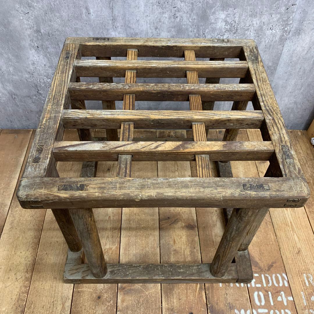 A-1 【古道具】ヴィンテージ 木製 櫓コタツ 格子台 花台 天然木 昭和レトロ