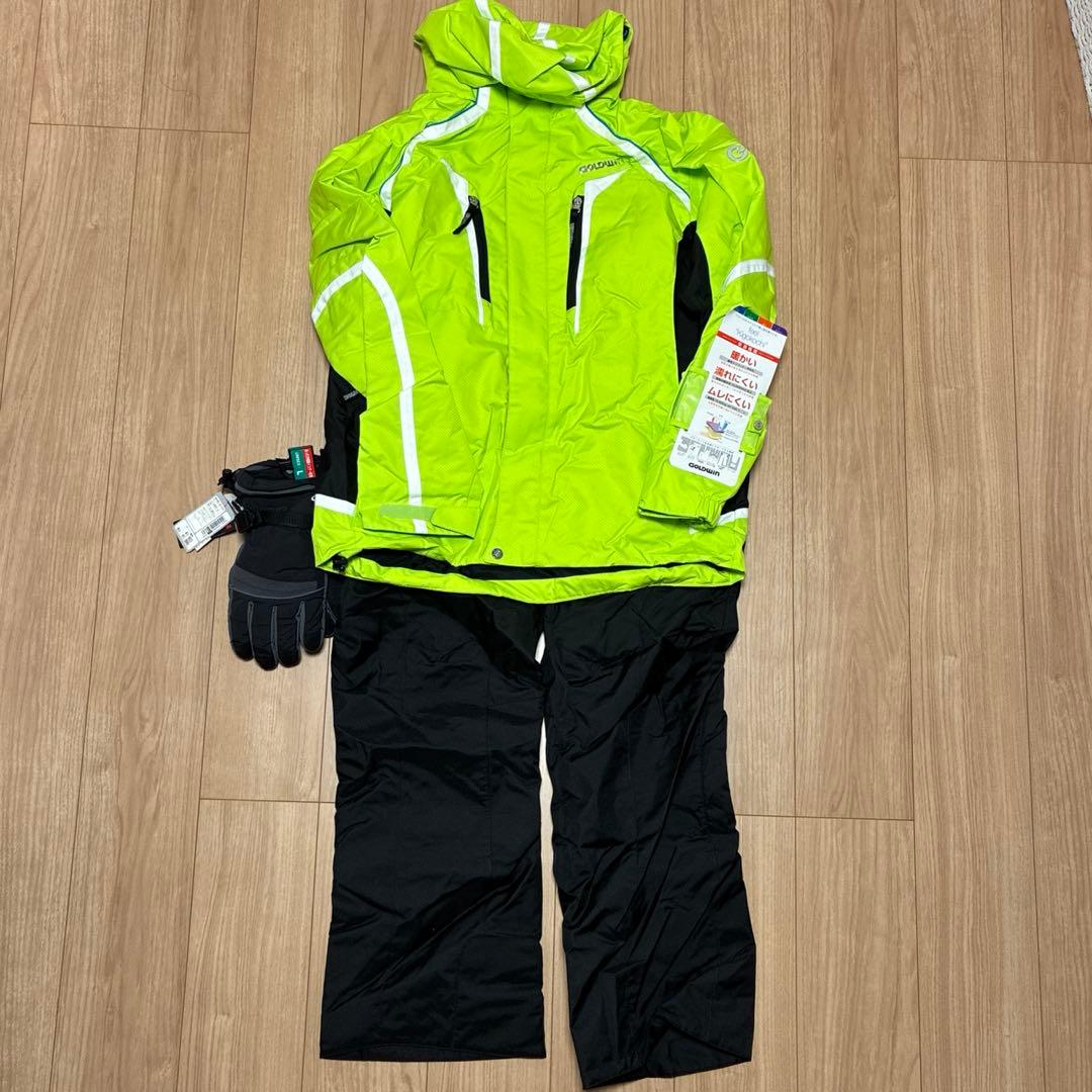 GOLDWIN スキーウェア上下セット　XL ライム×ブラック　手袋付き