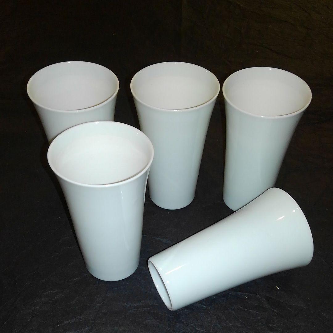 清水焼　白磁ビアカップ5客揃